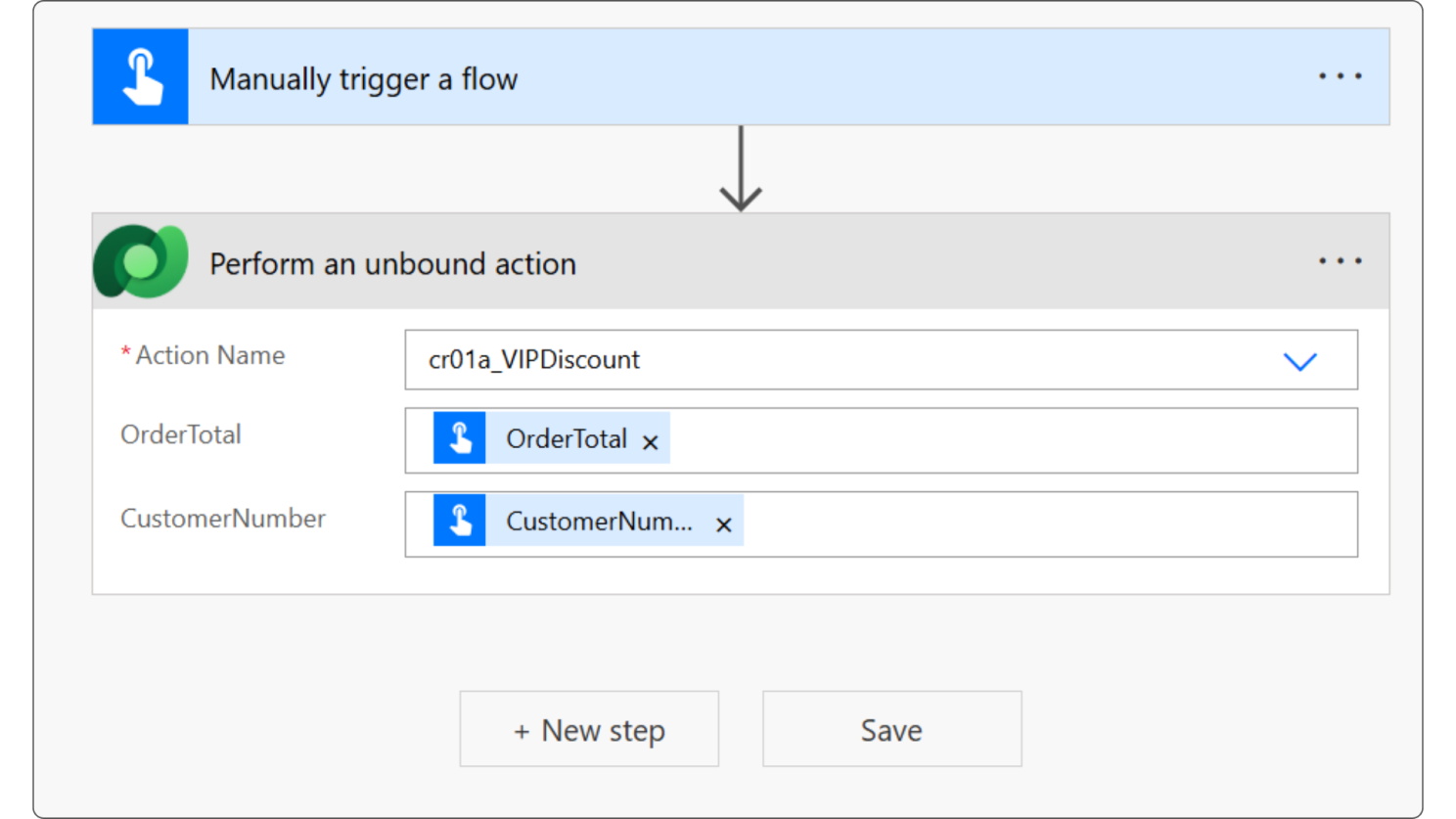 Perform unbound action calling cr01a_VIPDiscount